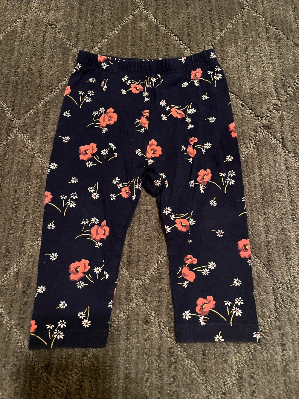 Baby Gap Navy Floral Leggings - Coral & White Flowers Size 6-12M